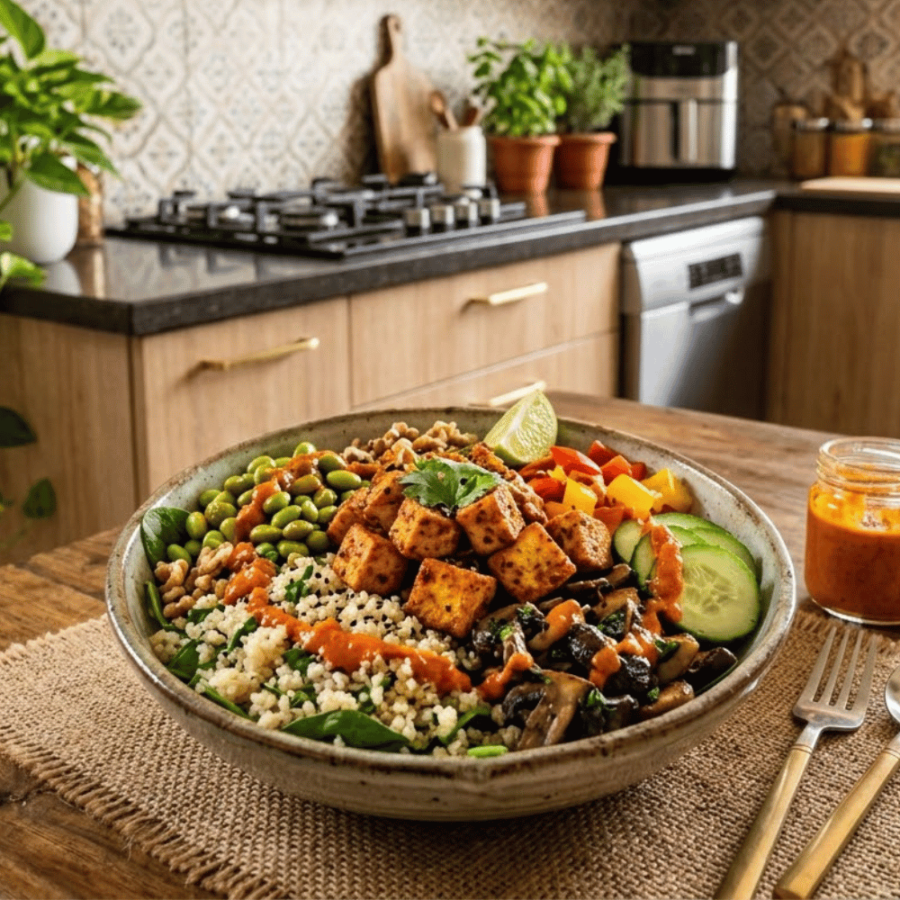 Vegan Tofu Mushroom Bowl